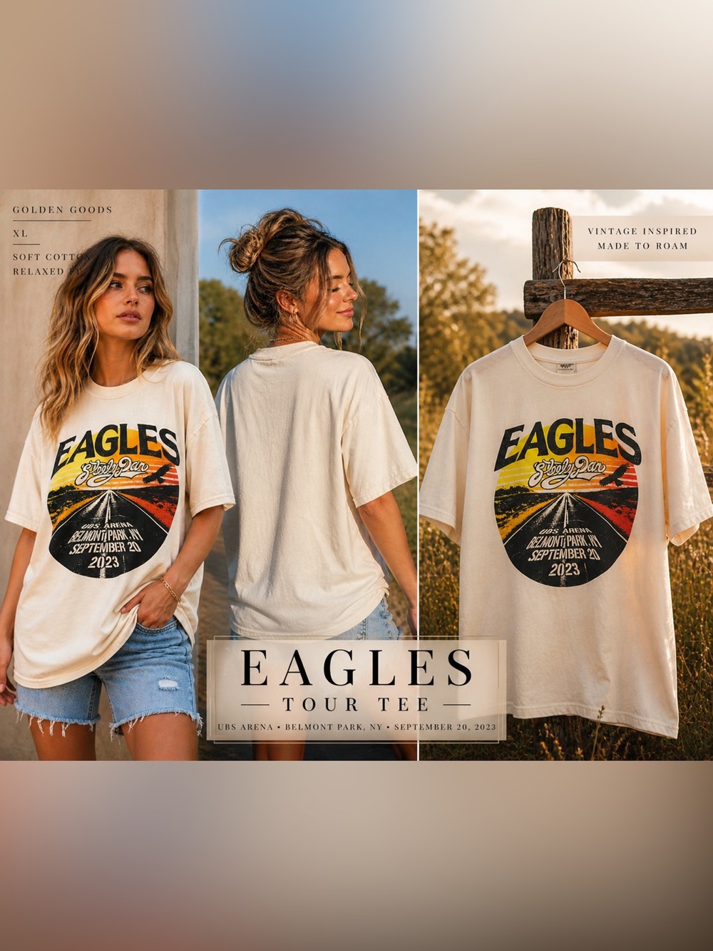 Eagles 2023 Tour Tee XL Golden Goods Vintage Style Graphic Band Shirt,sz XL NWOT
